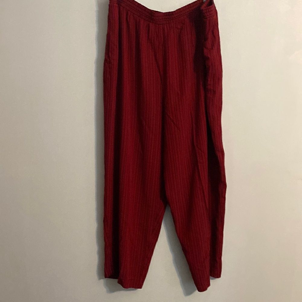 August Max Woman Vintage Red, Black pin stripe pants, size 2X